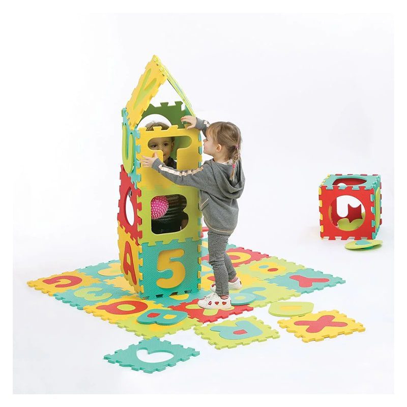 Lot de 36 tapis de jeu en mousse EVA souple, chiffres, lettres, puzzles, tapis de jeu, tapis de sol, tapis carrés, tapis de jeu pour bébés et