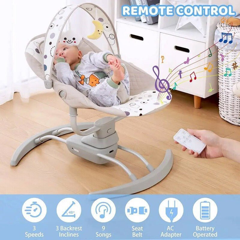 Vielrosse Berceau Électrique Bébé - Balançoire Portable Avec Minuterie Bluetooth Et Télécommande Jusqu'à 18kg