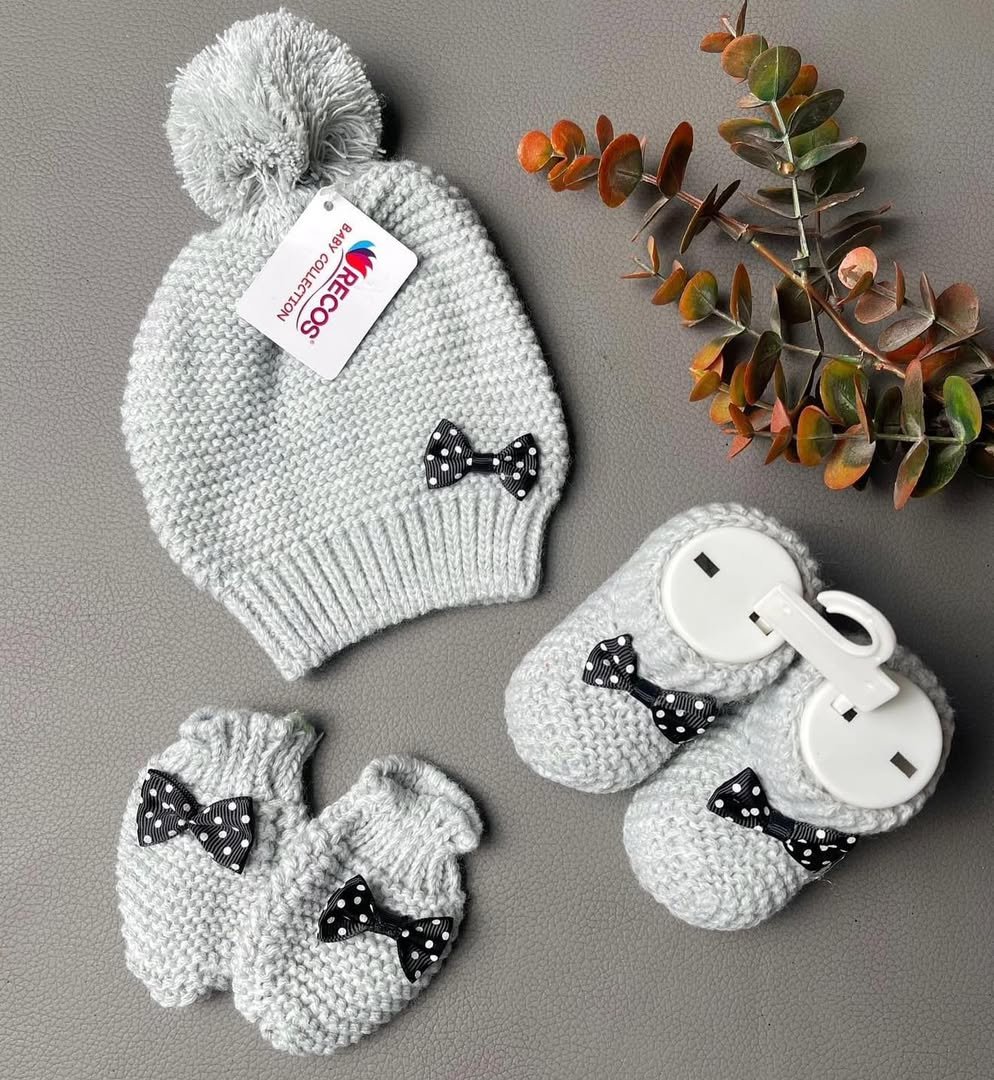 Lot De 2 Ensembles Bébé Nouveau-né : Bonnet, Moufles, Chaussettes - Coton Doux, Hiver, Protection Anti-égratignures